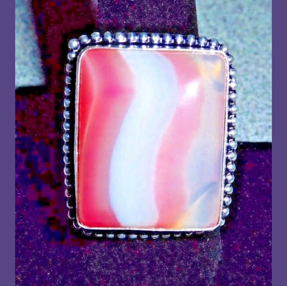 Artisan Botswana Agate 925 Silver Ring - image 1
